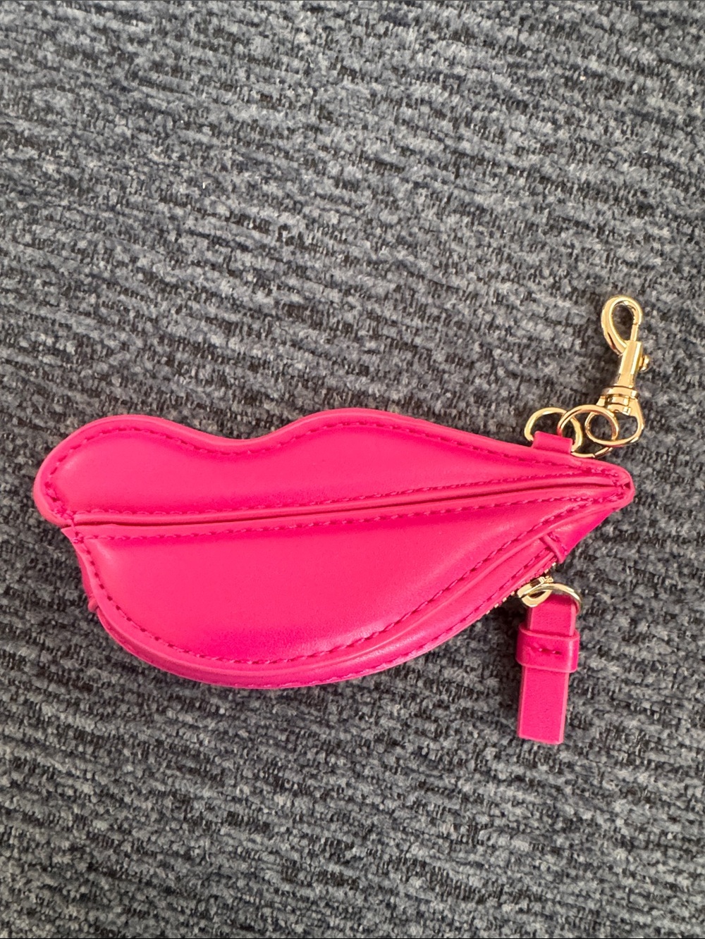 Diane Von Furstenberg Neon Pink Lip Key & Card Holder with Gold Hardware